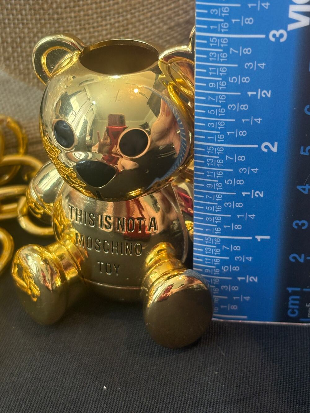 Moschino Sephora Teddy Bear RUNWAY Necklace Gold Tone Statement